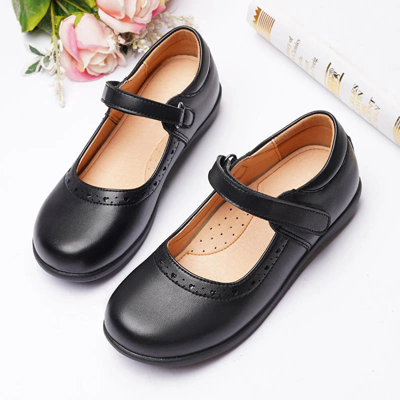 Charming Black Mary Jane School Shoes for Girls – Comfortable, Soft-Bottom Flats Perfect for Little Princesses