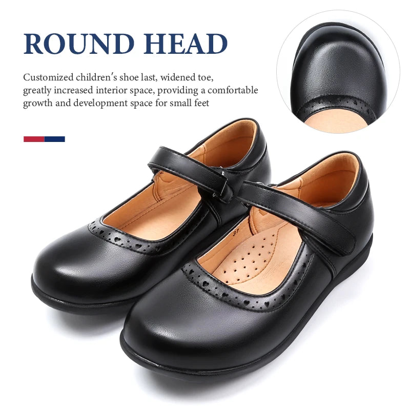 Charming Black Mary Jane School Shoes for Girls – Comfortable, Soft-Bottom Flats Perfect for Little Princesses