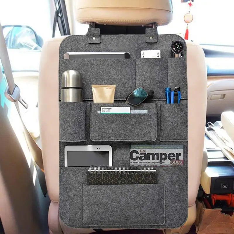 Car Seat Storage Organizer Back of Seat Organizer Seat Organizer with 10 Storage Pockets Seat Back Protectors Kick Mats for Kids