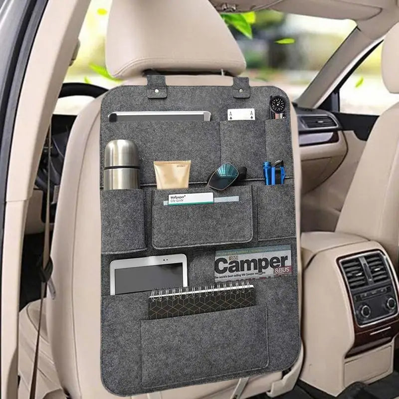 Car Seat Storage Organizer Back of Seat Organizer Seat Organizer with 10 Storage Pockets Seat Back Protectors Kick Mats for Kids