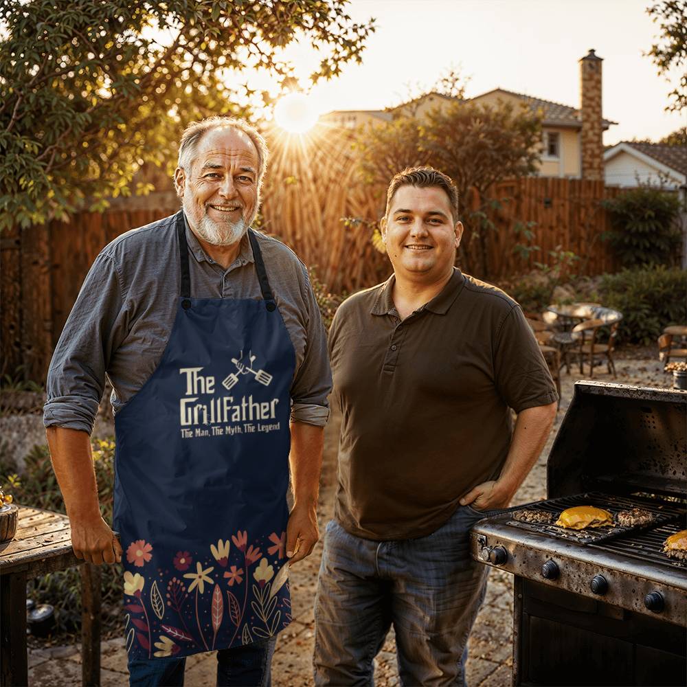 GrillFather Apron Father's day Gift - Men's Cooking Grilling BBQ Apron with 2 Pockets - Birthday Father's Day Christmas...