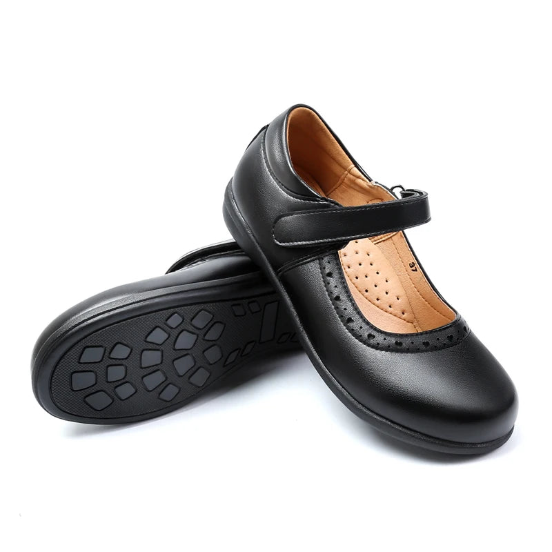 Charming Black Mary Jane School Shoes for Girls – Comfortable, Soft-Bottom Flats Perfect for Little Princesses
