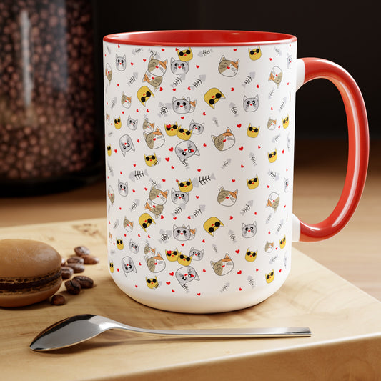 Two-Tone Coffee Mugs, 15oz