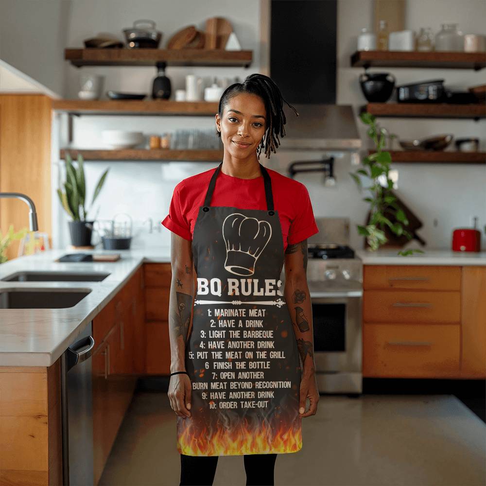 BBO Rules  Grill Apron Father's day Gift - Men's Funny Chef Cooking Grilling BBQ Apron with 2 Pockets - Birthday Father's Day Christmas...
