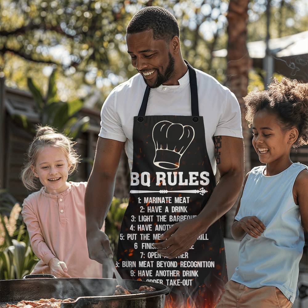 BBO Rules  Grill Apron Father's day Gift - Men's Funny Chef Cooking Grilling BBQ Apron with 2 Pockets - Birthday Father's Day Christmas...